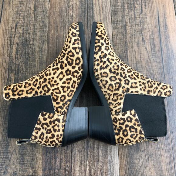 Cole Haan Leopard Print Ankle Boot Bold Neutral Dyed Calf Hair Size 5.5 Brown - Picture 6 of 15